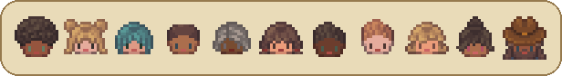 Portrait sprites of the eleven villagers of Under the Elm